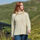 Ladies Oversized Patchwork Roll Neck Aran Sweater Scottishwebstore.com