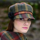 Scottish Plaid Pattern Tweed Green Orange Newsboy Hat One Size Online On Scottishwebstore.com