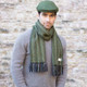 Men's Fringed Alpaca Wool Scarf- Speckled Green Scottishwebstore.com