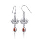 Dangling Flourishing Thistle Flower Gemstone Genuine Garnet Earrings Scottishwebstore.com