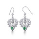 Thistle Flower Dangle Earrings with Emerald Glass Heart Gemstone On Scottishwebstore.com