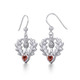 Thistle Flower Dangle Earrings with Genuine Garnet Heart Gemstone On Scottishwebstore.com