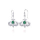 Highlander Thistle Dangle Earrings with Emerald Glass Gemstones On Scottishwebstore.com