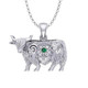 Highland Cow Thistle Pendant with  Emerald Glass Cabochon Gemstones On Scottishwebstore.com