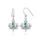 Scottish Thistle Dangle Earrings with Oval Emerald Glass Gemstones On Scottishwebstore.com