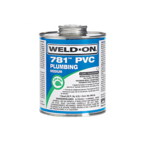 WELD-ON 781 CLEAR MEDIUM PVC CEMENT- QT