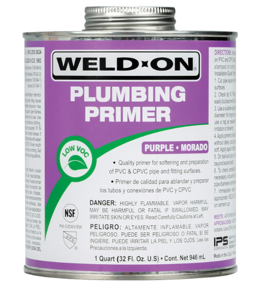 WELD-ON PURPLE PVC PRIMER- QT