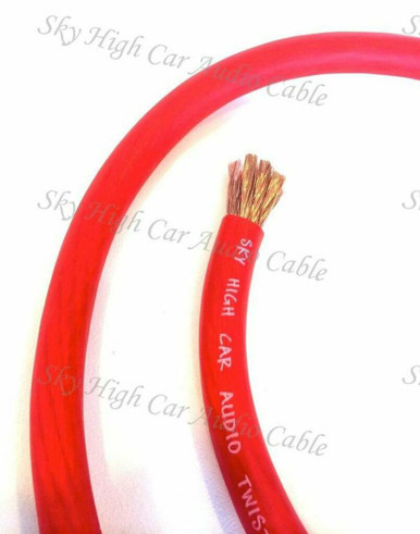 20 ft OFC 1/0 Gauge Oversized RED Power Ground Wire Sky High Car Audio 20 ft OFC 1/0 Gauge Oversized RED Power Ground Wire Sky High Car Audio