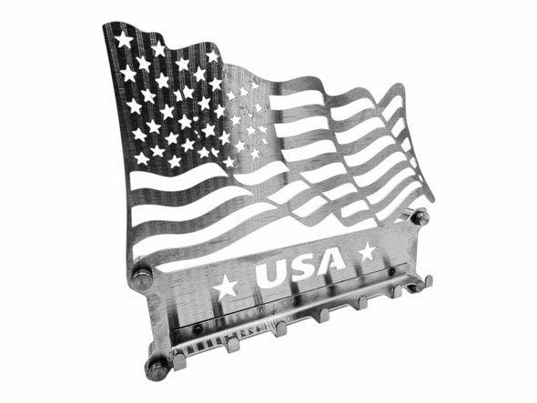 USA Flag Key Ring Holder – 18-Gauge Brushed Stainless Steel