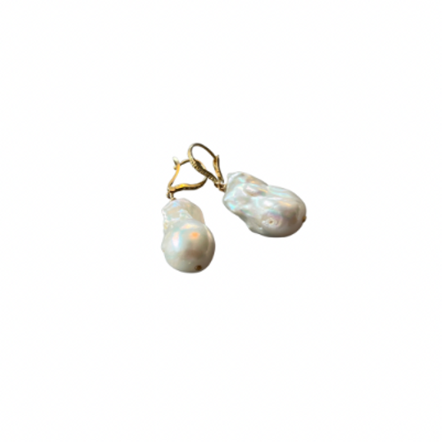 Baroque Pearl Earrings with Pave