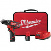 Milwaukee 2407-22 Cordless Drill/Driver Kit, 12 V, 3/8", 275 in-lbs