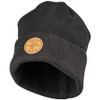 Klein 60569 Heavy Knit Hat, Black, Leather Logo
