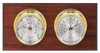 Maximum Catalina 2S Two-Instrument Weather Station with mahogany panel, brass case, silver dial