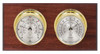 Maximum Catalina Two-Instrument Weather Station with mahogany panel, brass case, silver dial