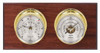 Maximum Portland 2S Two-Instrument Weather Station with mahogany panel, brass case, silver dial