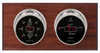 Maximum Sorcerer Two-Instrument Weather Station with mahogany panel, chrome case, black dial