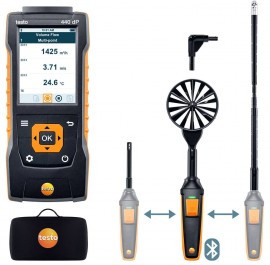Testo 440 dP Air Velocity and IAQ Measuring Instrument with differential pressure sensor and digital vane probes, &oslash; 3.9 and 0.63"
