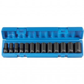 Grey Pneumatic 1203MSD Semi-Deep Length Socket Set, 3/8" drive impact, 7 to 19 mm