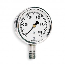 Ashcroft 1008 Pressure Gauge, 0 to 2000 psi, 2.5" dial, &frac14;" NPT male lower, SS housing