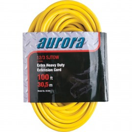 Aurora Tools XC499 Extension Cord with light indicator, SJTOW 12/3 AWG 100' 15 A 3 outlet