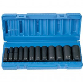 Grey Pneumatic 1213D Fractional Socket Set, 3/8" drive, 12-piece deep impact