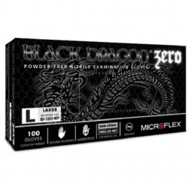 Microflex BD1003NPF Black Dragon Zero Series Nitrile Gloves, large, 100-pack