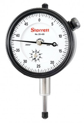 Starrett 25-431J Dial Indicator, 0 to 0.5" range, 0 to 50 reading Starrett 25-431J Dial Indicator, 0 to 0.5" range, 0 to 50 reading