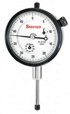 Starrett 25-631J Dial Indicator, 0 to 1" range, 0 to 50 reading
