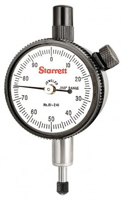 Starrett 81-241J Dial Indicator, 0 to 0.25" range, 0 to 100 dial