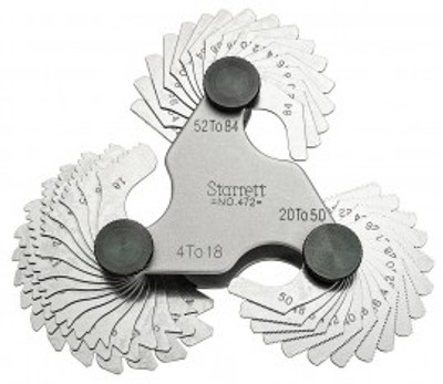 Starrett 472 Screw Pitch Gauge, 4 to 84 TPI, 51 leaves