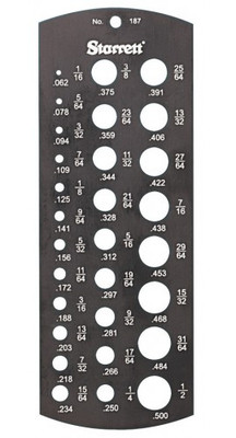 Starrett 187 Jobbers' Hardened-Steel Drill Gauge, 0.063 to 0.5"