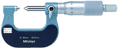 Mitutoyo 125-114 Screw Thread Micrometer, 25 to 50 mm, 2 to 3 mm/13-9TPI Mitutoyo 125-114 Screw Thread Micrometer, 25 to 50 mm, 2 to 3 mm/13-9TPI