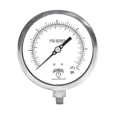 Winters P3S6303, 300 SERIES 8.5" SS 30"/60 PSI/KPA 1/4" BTM ,Digital Pressure Guage