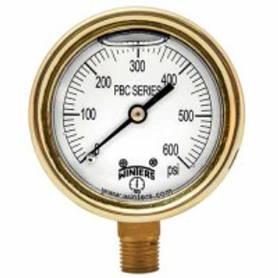 Winters PBC803R1, 2.5" BRASS CASE 0/60 PSI  1/4" BTM, FORGED BRASS CASE GAUGE