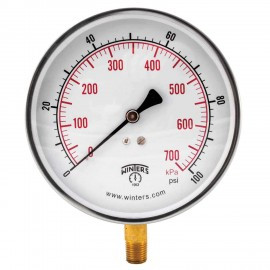 Winters PCT323 Contractor Gauge, 4.5" Dial, 0-100 PSI/KPA, 1/4" Bottom