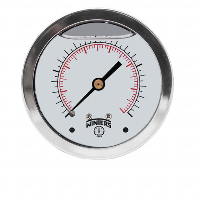 Winters PFQ1128, FILLED/BR 1.5" X 1/8" NPT BACK 0/600 PSI/KPA, SS LIQUID FILLED GAUGE