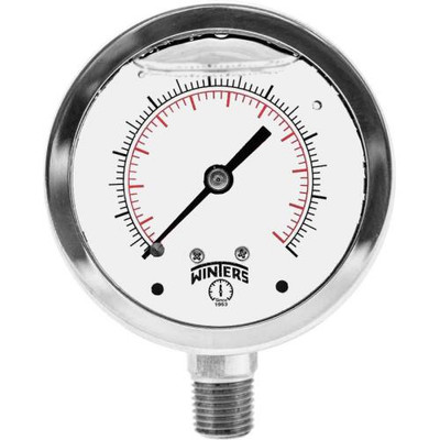Winters PFQ1210, FILLED/SS 1.5" 0-1500 PSI/KPA, 1/8" NPT BTM, SS LIQUID FILLED GAUGE Winters PFQ1210, FILLED/SS 1.5" 0-1500 PSI/KPA, 1/8" NPT BTM, SS LIQUID FILLED GAUGE