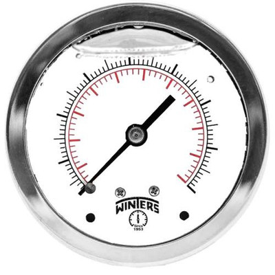 Winters PFQ1224, FILLED/SS 1.5" 0-100 PSI/KPA, 1/8" NPT BACK, SS LIQUID FILLED GAUGE Winters PFQ1224, FILLED/SS 1.5" 0-100 PSI/KPA, 1/8" NPT BACK, SS LIQUID FILLED GAUGE