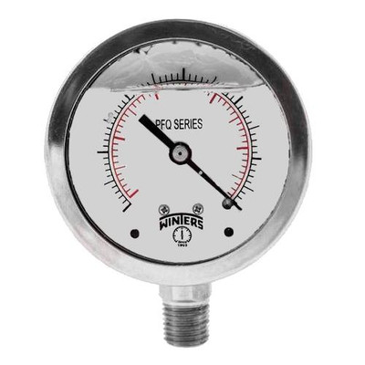 Winters PFQ129, FILLED/SS 2.5" 0-2000 PSI/KPA 1/4" BOTTOM, SS LIQUID FILLED GAUGE Winters PFQ129, FILLED/SS 2.5" 0-2000 PSI/KPA 1/4" BOTTOM, SS LIQUID FILLED GAUGE