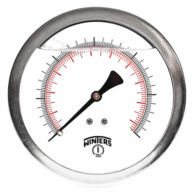 Winters PFQ1278, QUAL FILLED/SS 4"X1/2" BACK 0-1500 PSI/KPA, SS LIQUID FILLED GAUGE