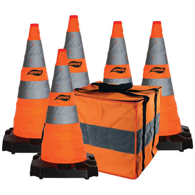 Aervoe 1186-5 H.D. Collapsible Safety Cone - 28" 5-pack Kit - weighted rubber base Aervoe 1186-5 H.D. Collapsible Safety Cone - 28" 5-pack Kit - weighted rubber base