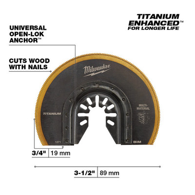 Milwaukee  49-25-1271 Milwaukee® OPEN-LOK 3-1/2" TITANIUM ENHANCED BI-METAL SEGMENTED BLADE 1PK