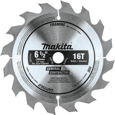 Makita D-67016 6-1/2" 16T Carbide-Tipped Circular Saw Blade, Framing Makita D-67016 6-1/2" 16T Carbide-Tipped Circular Saw Blade, Framing