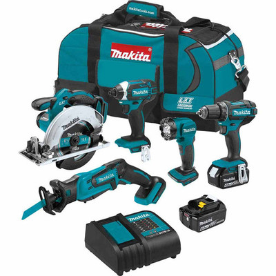 Makita XT510SM 18V LXT Cordless 5?Pc. Combo Kit, XFD10Z, XDT11Z, XSS02Z, XRJ01Z, DML815, bag (4.0Ah)