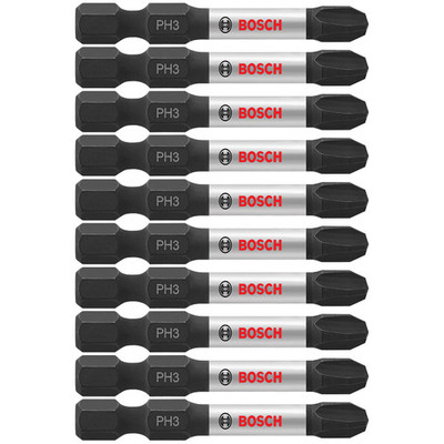 Bosch ITPH32B 10-Pc Impact Tough 2" Phillips #3 Power Bits