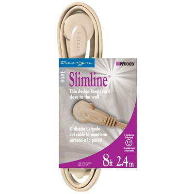 SlimLine 2254 Flat Plug Extension Cord, 3-Wire, 8-Foot, Beige SlimLine 2254 Flat Plug Extension Cord, 3-Wire, 8-Foot, Beige