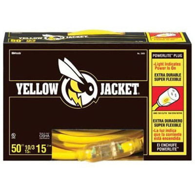 Yellow Jacket 2805 10/3 Heavy-Duty 15-Amp SJTW Contractor Extension Cord with Lighted End, 50-Feet Yellow Jacket 2805 10/3 Heavy-Duty 15-Amp SJTW Contractor Extension Cord with Lighted End, 50-Feet