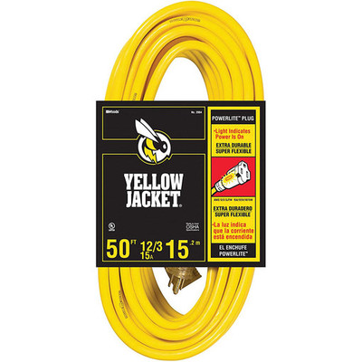 Yellow Jacket 283428 2884 12/3 Heavy-Duty 15-Amp SJTW Contractor Extension Cord with Lighted En Yellow Jacket 283428 2884 12/3 Heavy-Duty 15-Amp SJTW Contractor Extension Cord with Lighted En