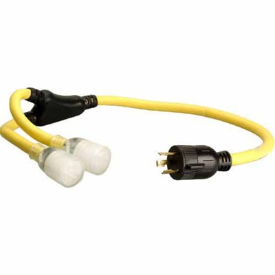 Southwire 19148802 10/3 STW GENERATOR ADAPTER - L5-30 PLUG TO (X2) L5-20 RECEPTACLE Southwire 19148802 10/3 STW GENERATOR ADAPTER - L5-30 PLUG TO (X2) L5-20 RECEPTACLE
