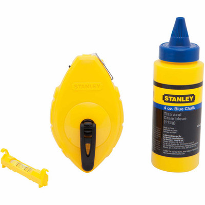 Stanley 47-443 Chalk Reel w/ 4 Oz Blue Chalk & Line Level Stanley 47-443 Chalk Reel w/ 4 Oz Blue Chalk & Line Level